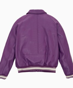 Alternative view of Leather Bomber Jacket Color Orchid