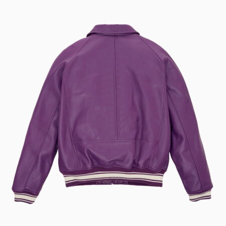 Alternative view of Leather Bomber Jacket Color Orchid