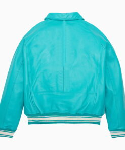 Alternative view of Leather bomber jacket Sky Color
