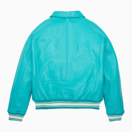 Alternative view of Leather bomber jacket Sky Color