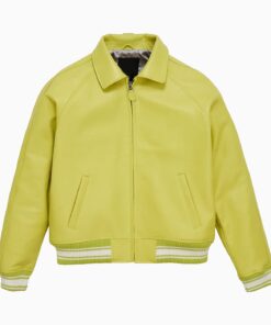 Leather Bomber Jacket Color LIMEAIDE