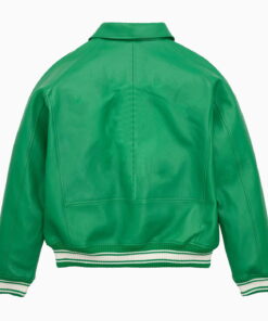 Alternative view of Leather Bomber Jacket Sea Green