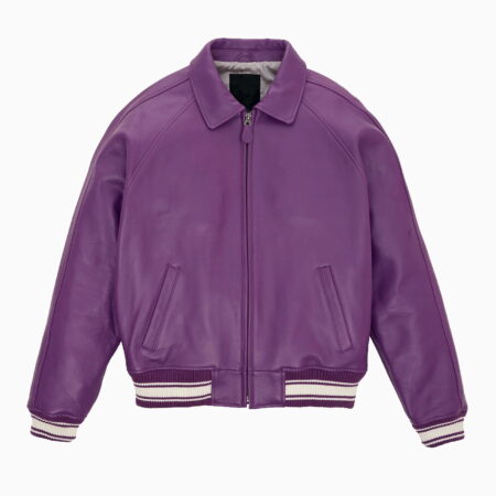 Leather Bomber Jacket Color Orchid