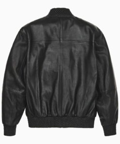 Alternative view of Leather Varsity Jacket Black