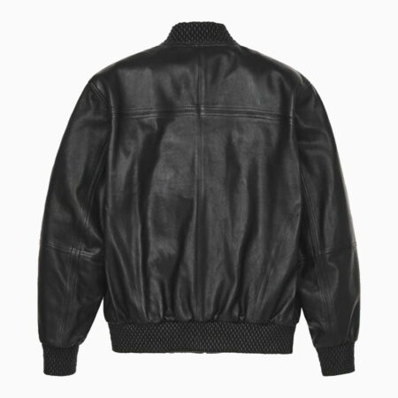 Alternative view of Leather Varsity Jacket Black