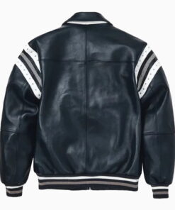 Alternative view of Leather Varsity Jacket Color Navy