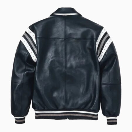 Alternative view of Leather Varsity Jacket Color Navy