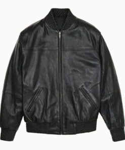 Leather Varsity Jacket Black