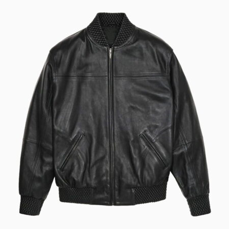 Leather Varsity Jacket Black