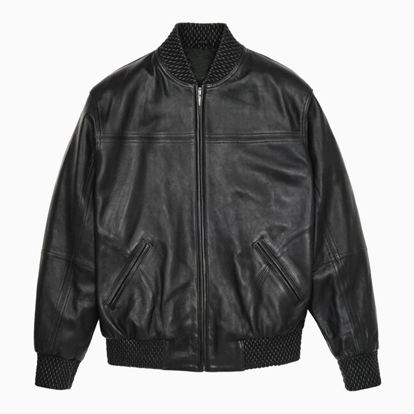 Leather Varsity Jacket Black