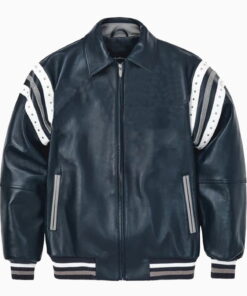Leather Varsity Jacket Color Navy