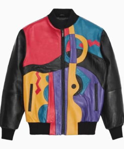 Leather Varsity Jacket Multicolor