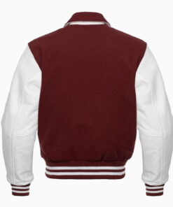 Alternative view of MAROON AND WHITE RETRO VARSITY JACKET