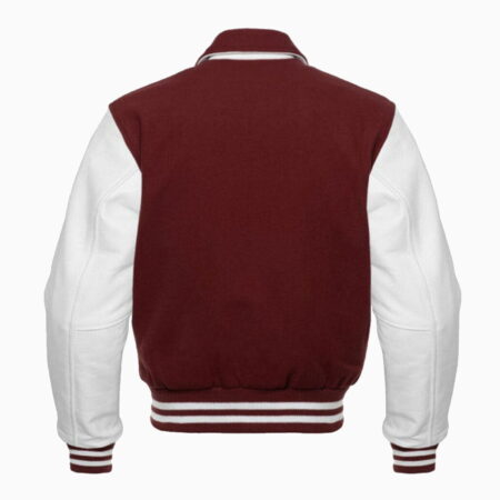 Alternative view of MAROON AND WHITE RETRO VARSITY JACKET