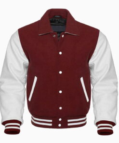 MAROON AND WHITE RETRO VARSITY JACKET
