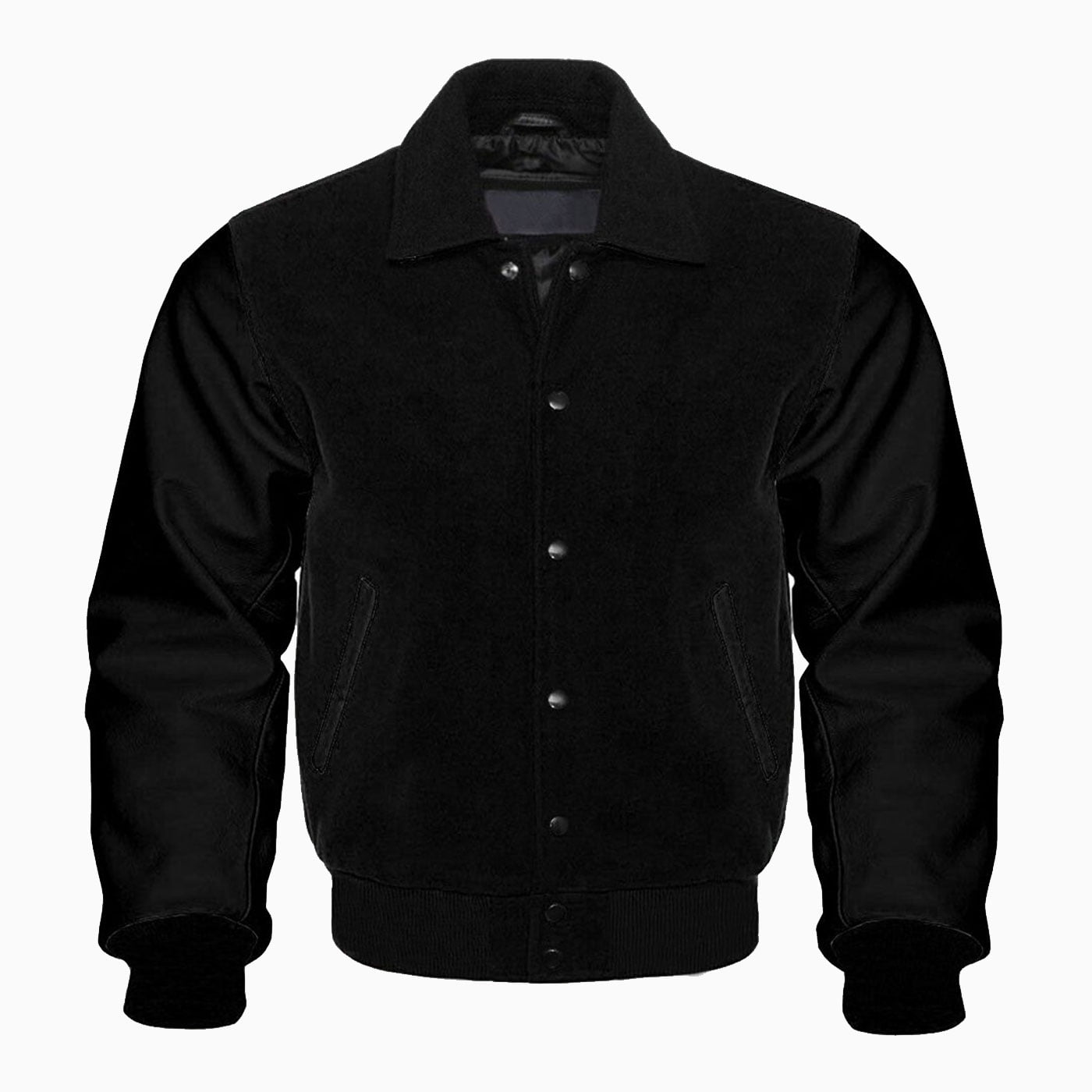 Custom MEN'S BLACK RETRO VARSITY JACKET Wholesale