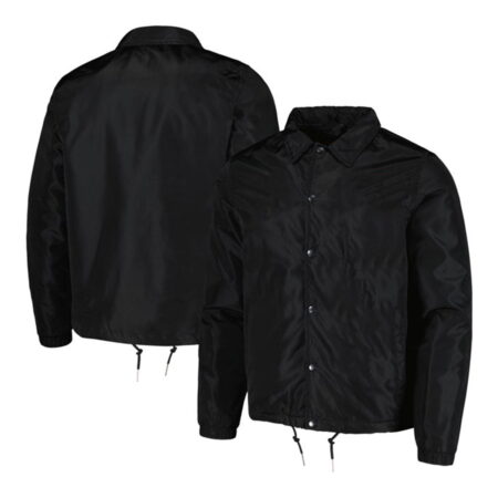 Men's Black Coaches Full-Snap Jacket