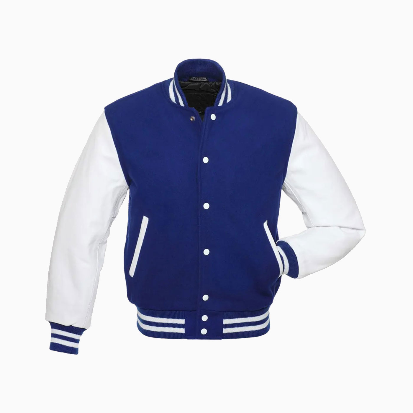 Custom Mens Blue Wool Body & White Leather Sleeves Varsity Jacket ...