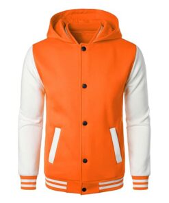 Mens Casual Sports Varsity Jacket Fashion Hooded Letterman Jackets