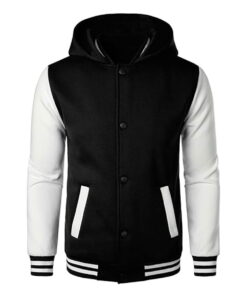 Mens Casual Sports Varsity Jacket Fashion Hooded Letterman Jackets