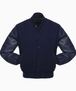 Alternative view of Mens Navy Blue Wool Body & Navy Leather Sleeves Varsity Jacket