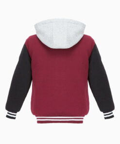 Alternative view of Men’s Padded FLEECE VARSITY Jacket Letterman Baseball Zip-off hood