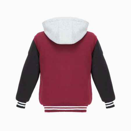 Alternative view of Men’s Padded FLEECE VARSITY Jacket Letterman Baseball Zip-off hood