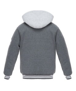Alternative view of Men’s Padded FLEECE VARSITY Jacket Letterman Baseball Zip-off hood