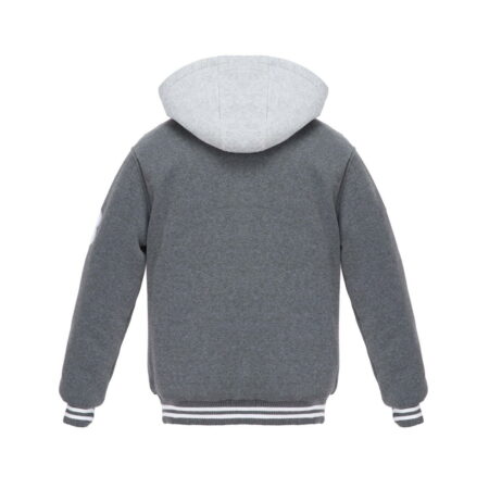 Alternative view of Men’s Padded FLEECE VARSITY Jacket Letterman Baseball Zip-off hood