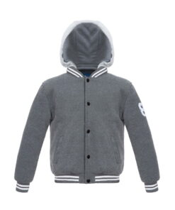 Men’s Padded FLEECE VARSITY Jacket Letterman Baseball Zip-off hood