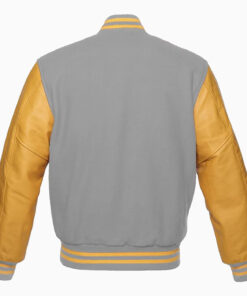 Alternative view of Mens Varsity Jacket grey Wool Body And Gold Leather Sleeves Jackets