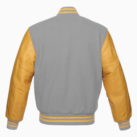 Alternative view of Mens Varsity Jacket grey Wool Body And Gold Leather Sleeves Jackets