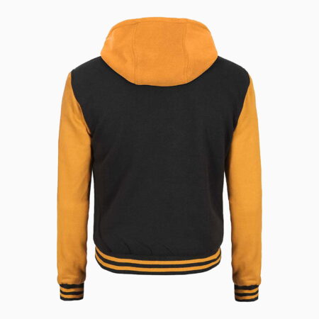 Alternative view of Mens Yellow and Black Varsity Letterman Jacket with Hood