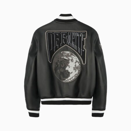 Alternative view of Moon leather varsity jacket