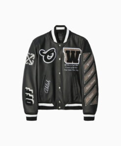 Moon leather varsity jacket