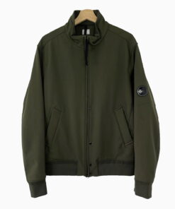 Olive Green Soft Shell Lens Bomber Jacket