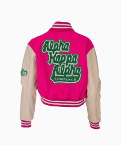 Alternative view of Pink Crop Leather Varsity Jacket