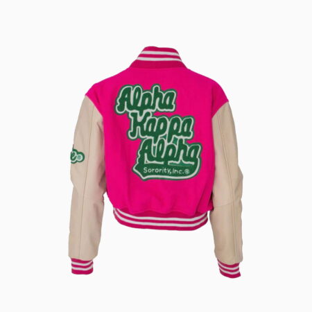 Alternative view of Pink Crop Leather Varsity Jacket