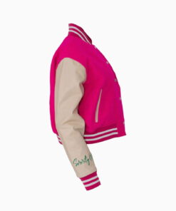 Pink Crop Leather Varsity Jacket 8 Pink Crop Leather Varsity Jacket 7