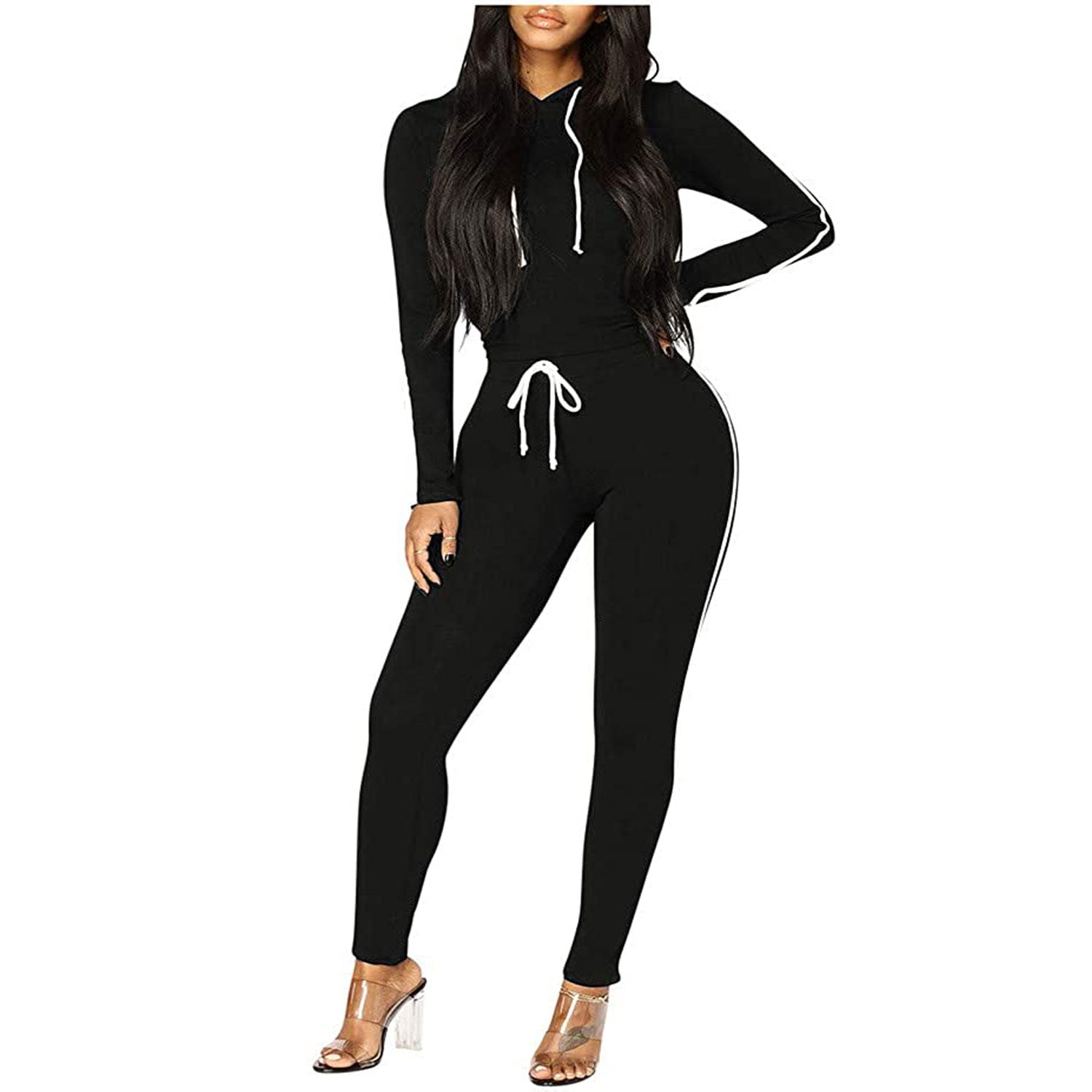 Custom Black Oversized Women SweatSuits Fleece Pullover hoodie with