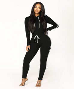 Black Oversized Women SweatSuits  Fleece Pullover hoodie with Jogger - Image 3