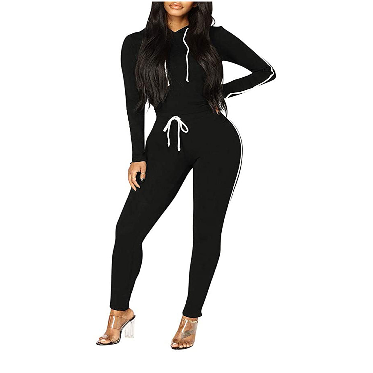 Custom Black Oversized Women SweatSuits Fleece Pullover hoodie with ...