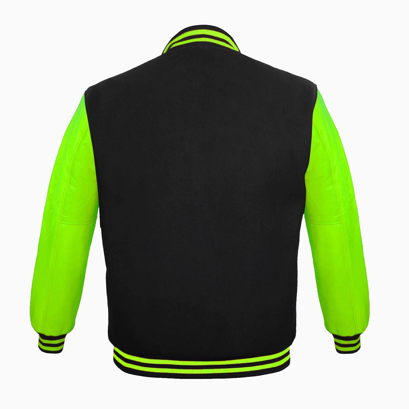 Custom Varsity Jackets Genuine Leather Sleeve And Wool Body Black/Green Wholesale