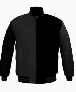 HomePage 28 Varsity Jackets Genuine Leather Sleeve And Wool Body Black/Grey