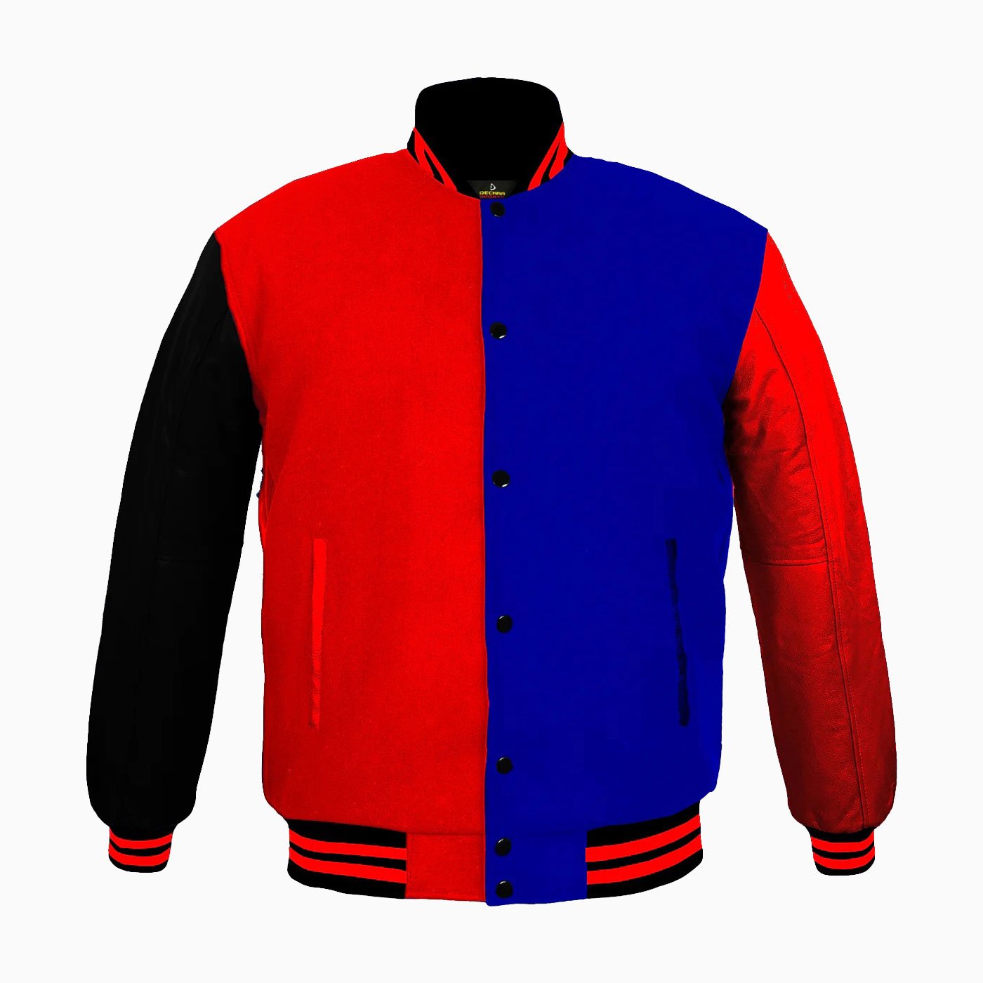 Varsity Jackets Genuine Leather Sleeve And Wool Body Red Blue