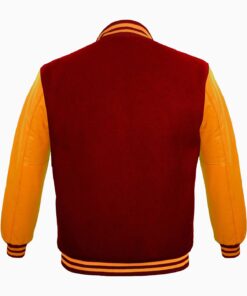 Alternative view of Varsity Jackets Genuine Leather Sleeve And Wool Body Red Yellow