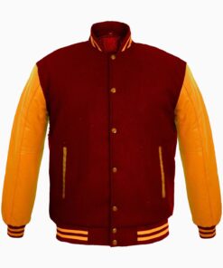 HomePage 33 Varsity Jackets Genuine Leather Sleeve And Wool Body Red Yellow