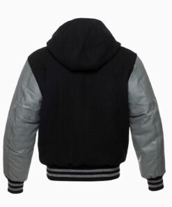 Black & Grey Varsity Letterman College Hoodie Jackets Wool Real Pure Leather 7 Black & Grey Varsity Letterman College Hoodie Jackets Wool Real Pure Leather 6