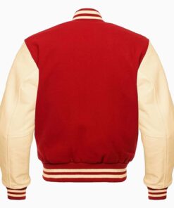 Varsity Letterman Forest Green Wool and Genuine Cream Leather Sleeves Jacket 3 Varsity Letterman Forest Green Wool and Genuine Cream Leather Sleeves Jacket - Image 2