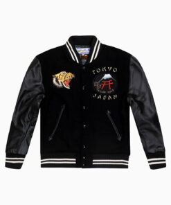 WHITESVILLE LETTERMAN BLACK 30OZ MELTON WOOL AND LEATHER AWARD JACKET